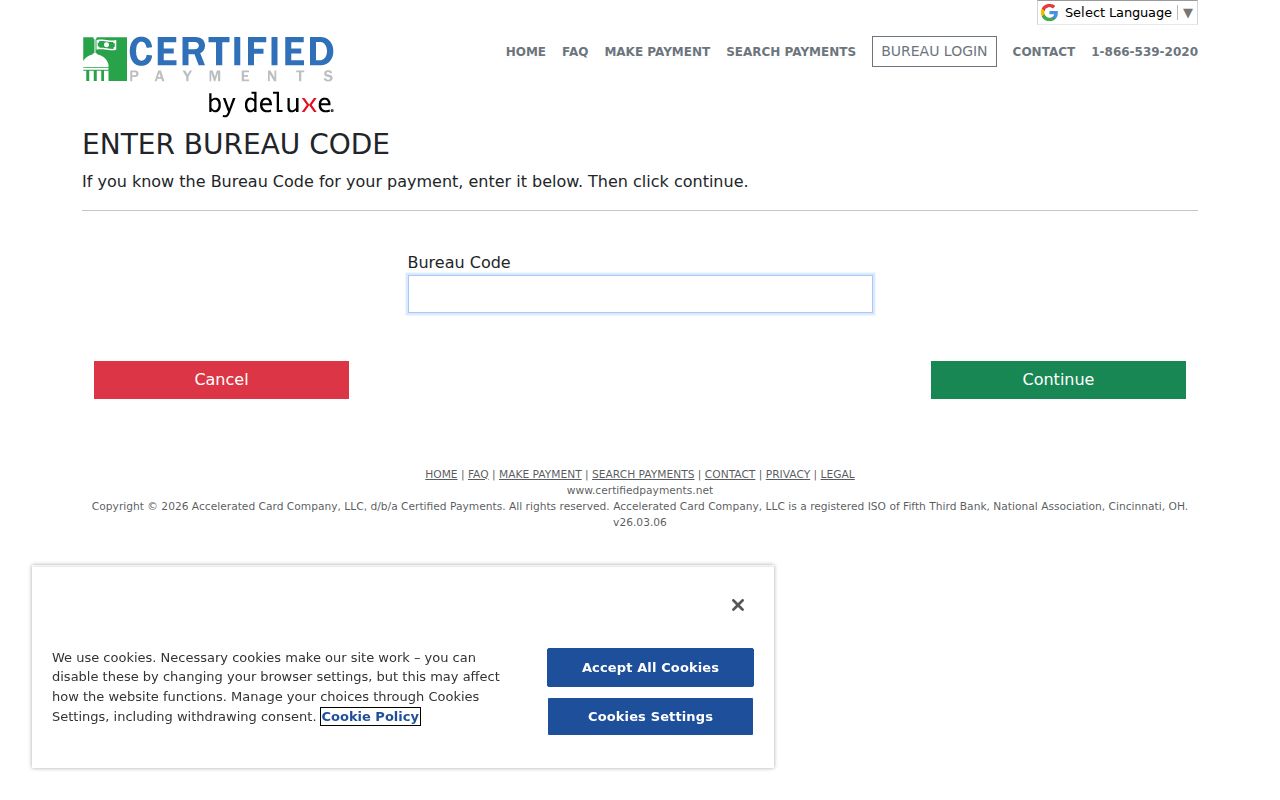 La Vernia Certified Payments bureau code first step