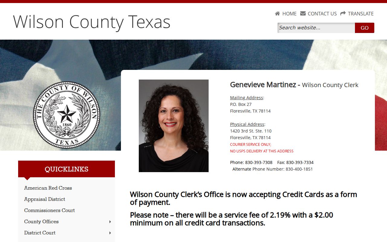 Wilson County court docket County Clerk records page