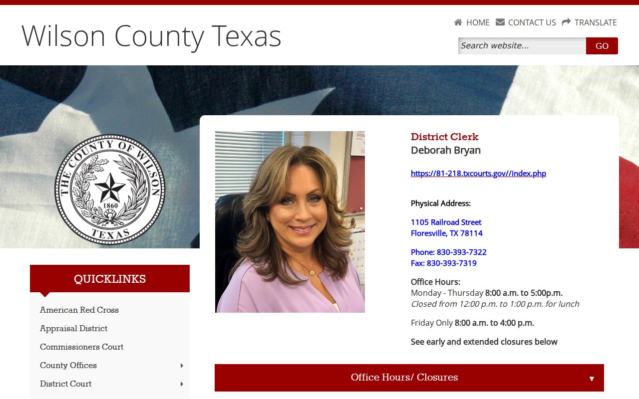 Wilson County court docket District Clerk records page